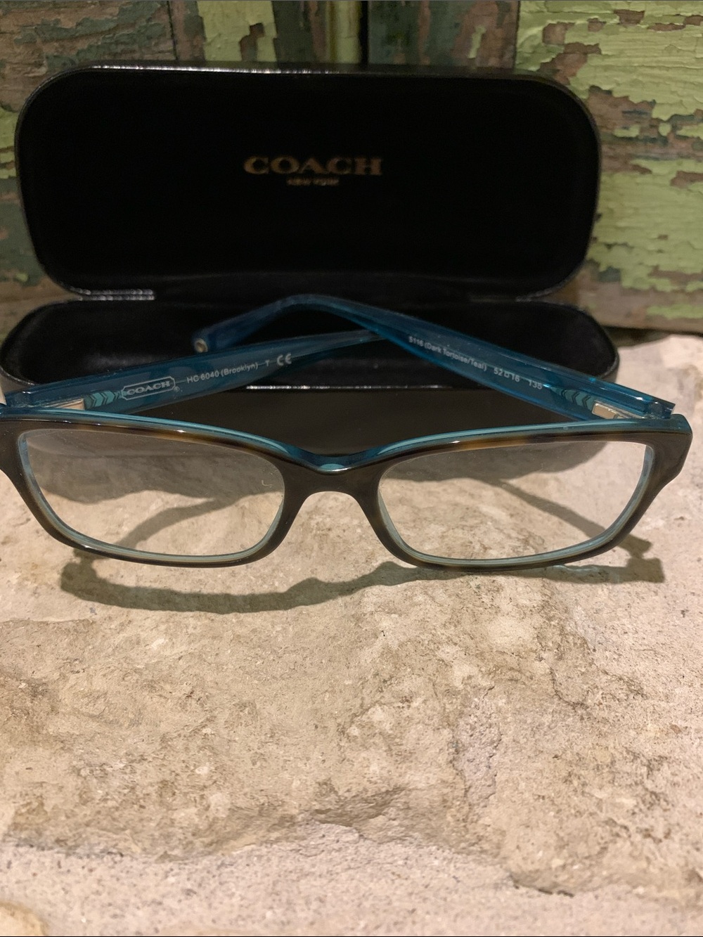 COACH Women's Teal and Black Acetate Eyeglass Frames